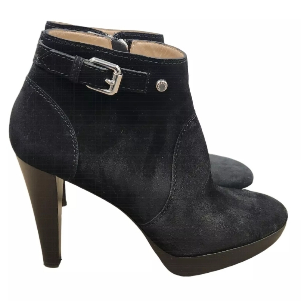 $720 Longchamp Black Suede Platform High Heel Ankle Bootie Size‎ 40